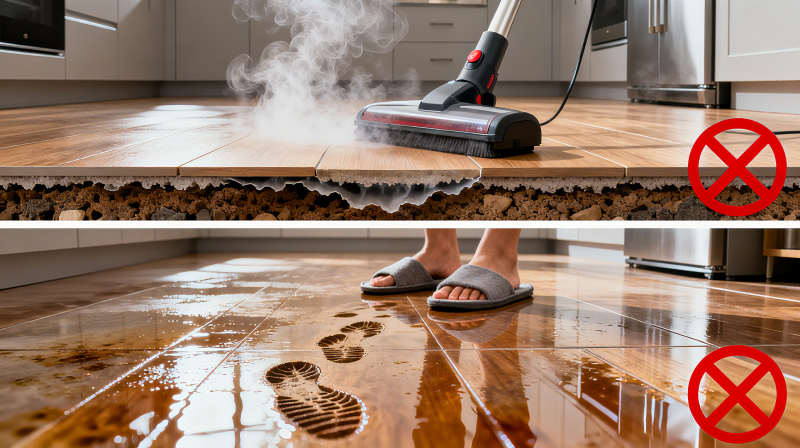 What maintenance is required for SPC flooring in a kitchen environment?